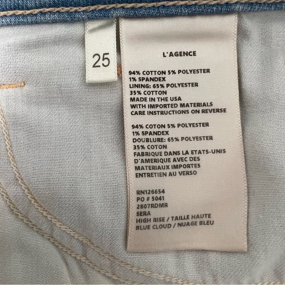 L'AGENCE Sera High Rise Jean Flared Bell Bottom Jeans Blue Cloud Chic Size 25 - Picture 9 of 11